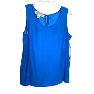 Vintage Starington 100% Silk Top Shirt Blouse Womens 12 L XL Blue Sleeveless NEW